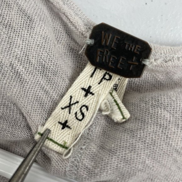 Free People Strawberry Top Women's Size XS Gray Blue Boat Neck Boho Hippie - Picture 4 of 8